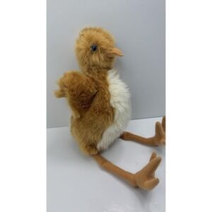 Hillhouse Handmade Fuzzy Chick Plush Long Legs Blue Eyes Tan Bird Stuffed Toy